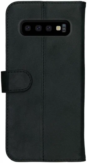 Rosso Deluxe Samsung Galaxy S10 Plus Hoesje Echt Leer Book Case Zwart afbeelding 2