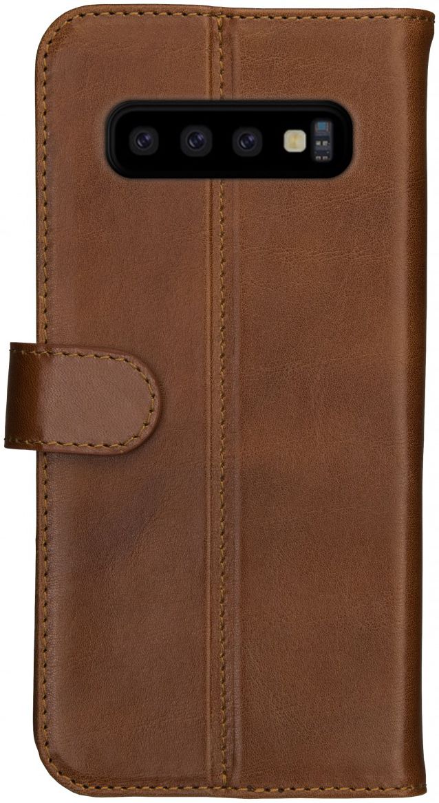 Rosso Deluxe Samsung Galaxy S10 Plus Hoesje Echt Leer Book Case Bruin afbeelding 9