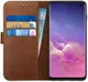 Rosso Deluxe Samsung Galaxy S10 Hoesje Echt Leer Book Case Bruin afbeelding 1