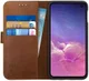 Rosso Deluxe Samsung Galaxy S10E Hoesje Echt Leer Book Case Bruin afbeelding 1