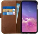 Rosso Deluxe Samsung Galaxy S10E Hoesje Echt Leer Book Case Bruin