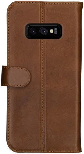 Rosso Deluxe Samsung Galaxy S10E Hoesje Echt Leer Book Case Bruin afbeelding 9