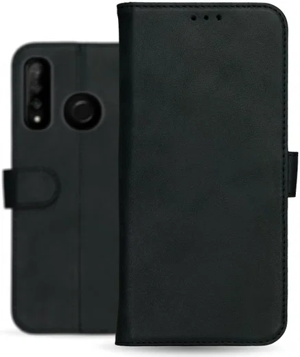 Rosso Deluxe Huawei P30 Lite Hoesje Echt Leer Book Case Zwart afbeelding 12