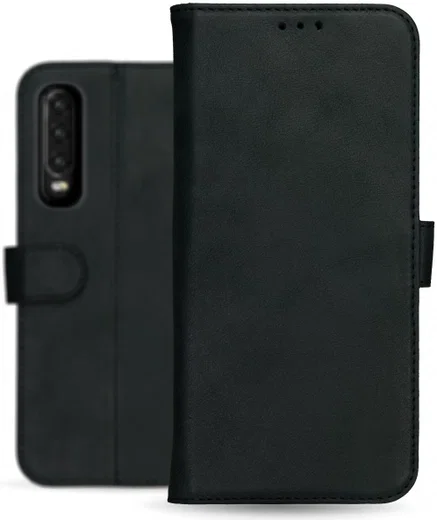 Rosso Deluxe Huawei P30 Hoesje Echt Leer Book Case Zwart afbeelding 12