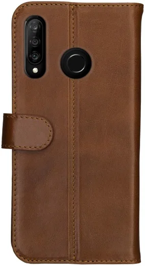 Rosso Deluxe Huawei P30 Lite Hoesje Echt Leer Book Case Bruin afbeelding 6