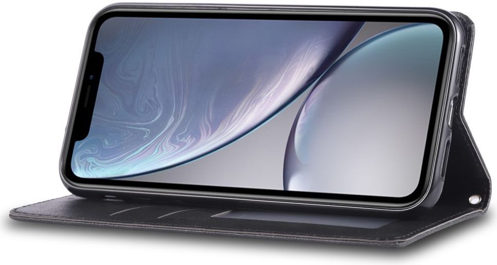 Apple iPhone XR Retro Portemonnee Hoesje Zwart afbeelding 4