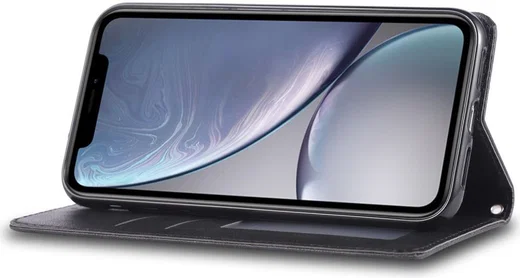 Apple iPhone XR Retro Portemonnee Hoesje Zwart afbeelding 4