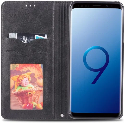 Samsung Galaxy S9 Retro Portemonnee Hoesje Zwart afbeelding 2