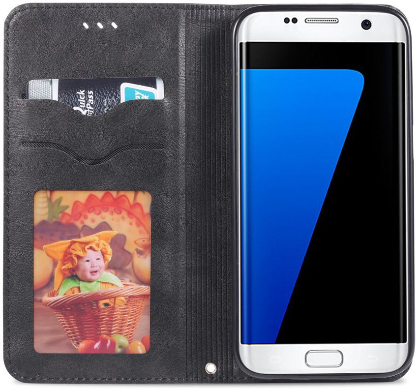 Samsung Galaxy S7 Retro Portemonnee Hoesje Zwart afbeelding 2