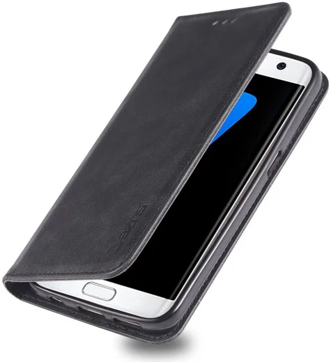 Samsung Galaxy S7 Retro Portemonnee Hoesje Zwart afbeelding 1