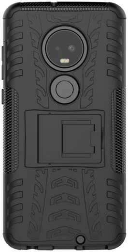 Motorola Moto G7 Robuust Hybride Hoesje Zwart afbeelding 1