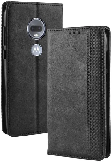 Motorola Moto G7 Vintage Portemonnee Hoesje Zwart afbeelding 3