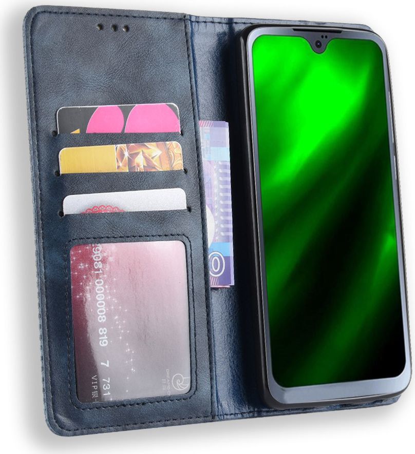 Motorola Moto G7 Vintage Portemonnee Hoesje Blauw afbeelding 1