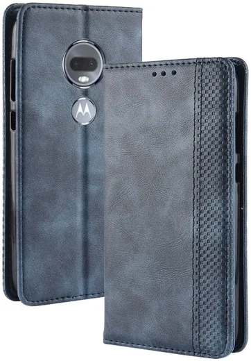 Motorola Moto G7 Vintage Portemonnee Hoesje Blauw afbeelding 3