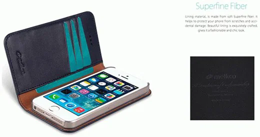 Melkco Italian Cowhide Apple iPhone 5 / 5S / SE Book Case Blauw afbeelding 12
