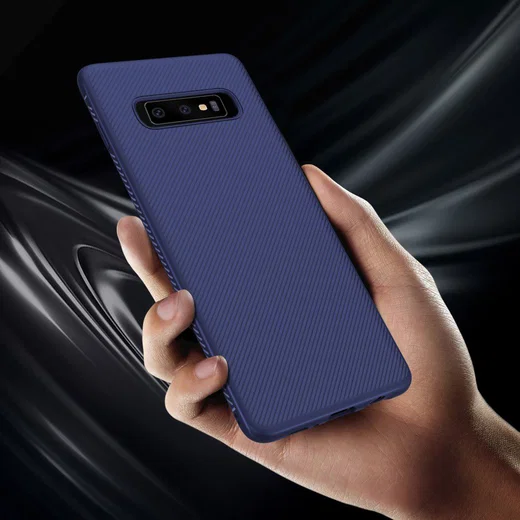 Samsung Galaxy S10 Plus Twill Slim Texture Back Cover Blauw afbeelding 9