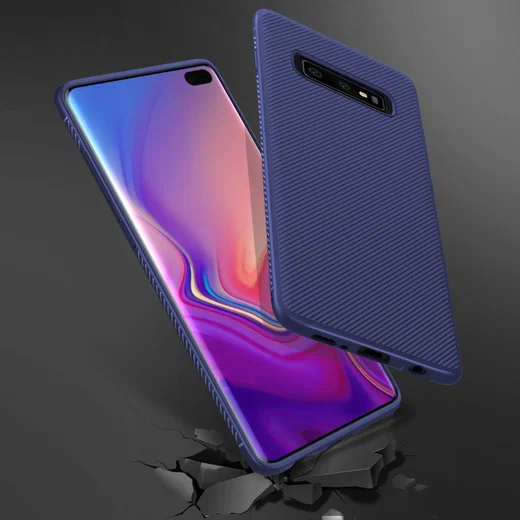 Samsung Galaxy S10 Plus Twill Slim Texture Back Cover Blauw afbeelding 10