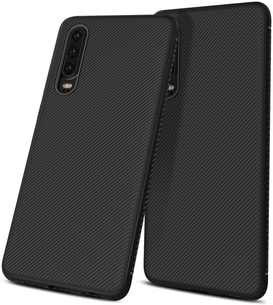 Huawei P30 Twill Slim Texture Back Cover Zwart afbeelding 6