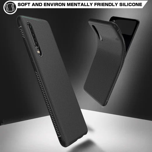 Huawei P30 Twill Slim Texture Back Cover Zwart afbeelding 8