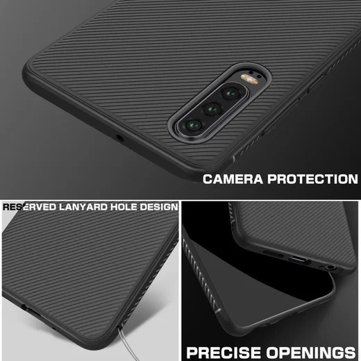Huawei P30 Twill Slim Texture Back Cover Zwart afbeelding 9