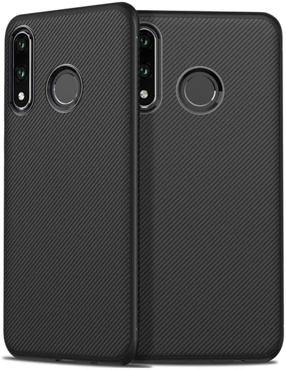 Huawei P30 Lite Twill Slim Texture Back Cover Zwart afbeelding 4