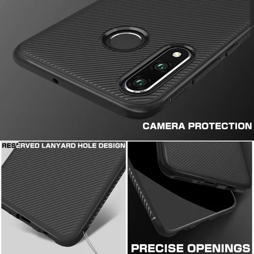Huawei P30 Lite Twill Slim Texture Back Cover Zwart afbeelding 8