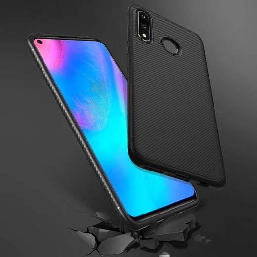 Huawei P30 Lite Twill Slim Texture Back Cover Zwart afbeelding 10