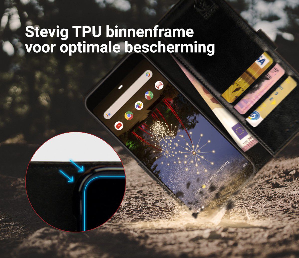 Rosso Element Google Pixel 3a Hoesje Book Cover Zwart afbeelding 6