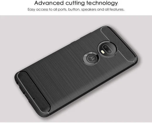 Motorola Moto G7 Plus Geborsteld TPU Hoesje Zwart afbeelding 5