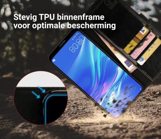 Rosso Element Huawei Y7 (2019) Hoesje Book Cover Zwart afbeelding 6