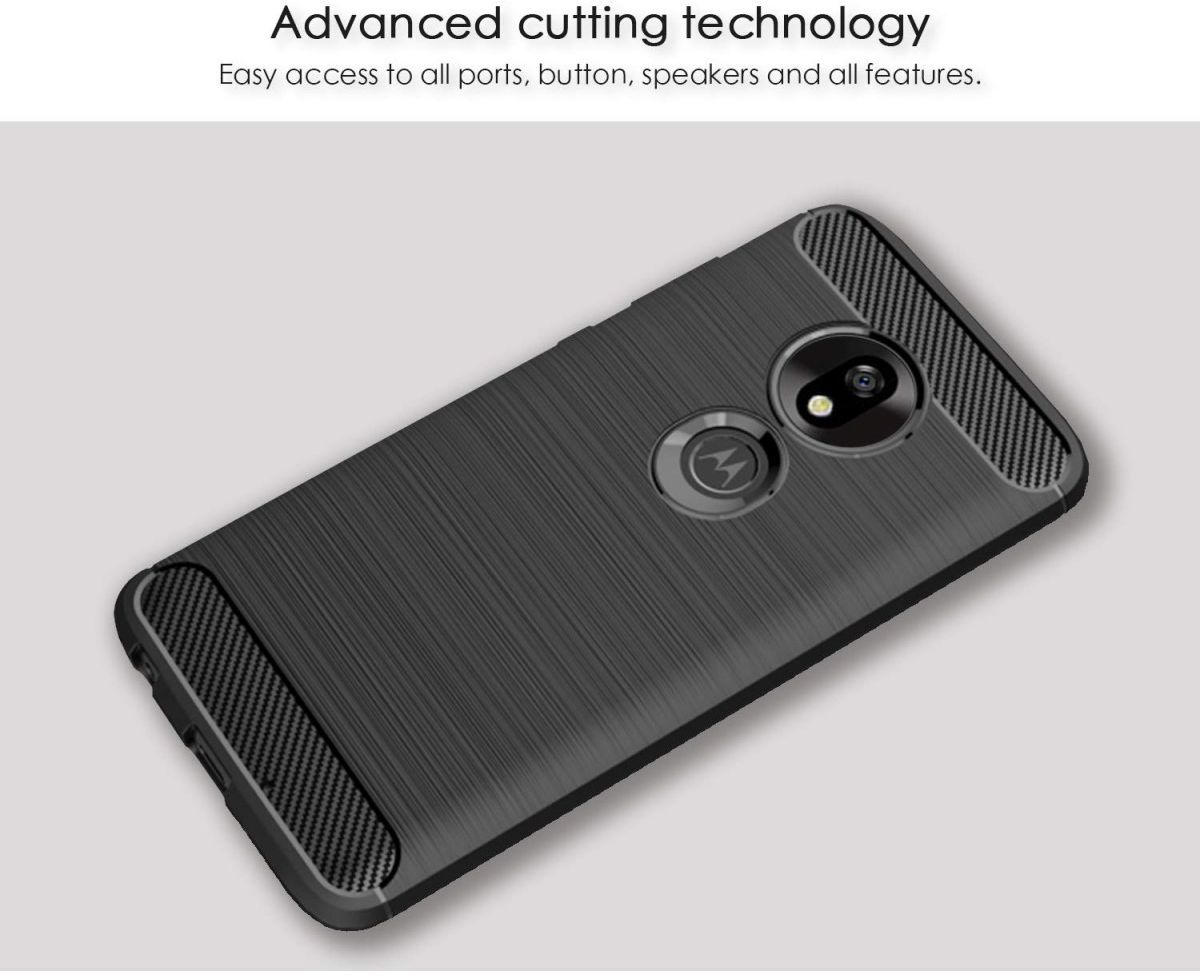 Motorola Moto G7 Play Geborsteld TPU Hoesje Zwart afbeelding 5