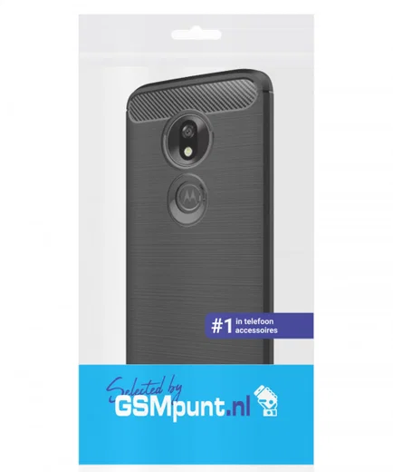 Motorola Moto G7 Play Geborsteld TPU Hoesje Zwart afbeelding 2