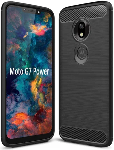 Motorola Moto G7 Power Geborsteld TPU Hoesje Zwart afbeelding 1