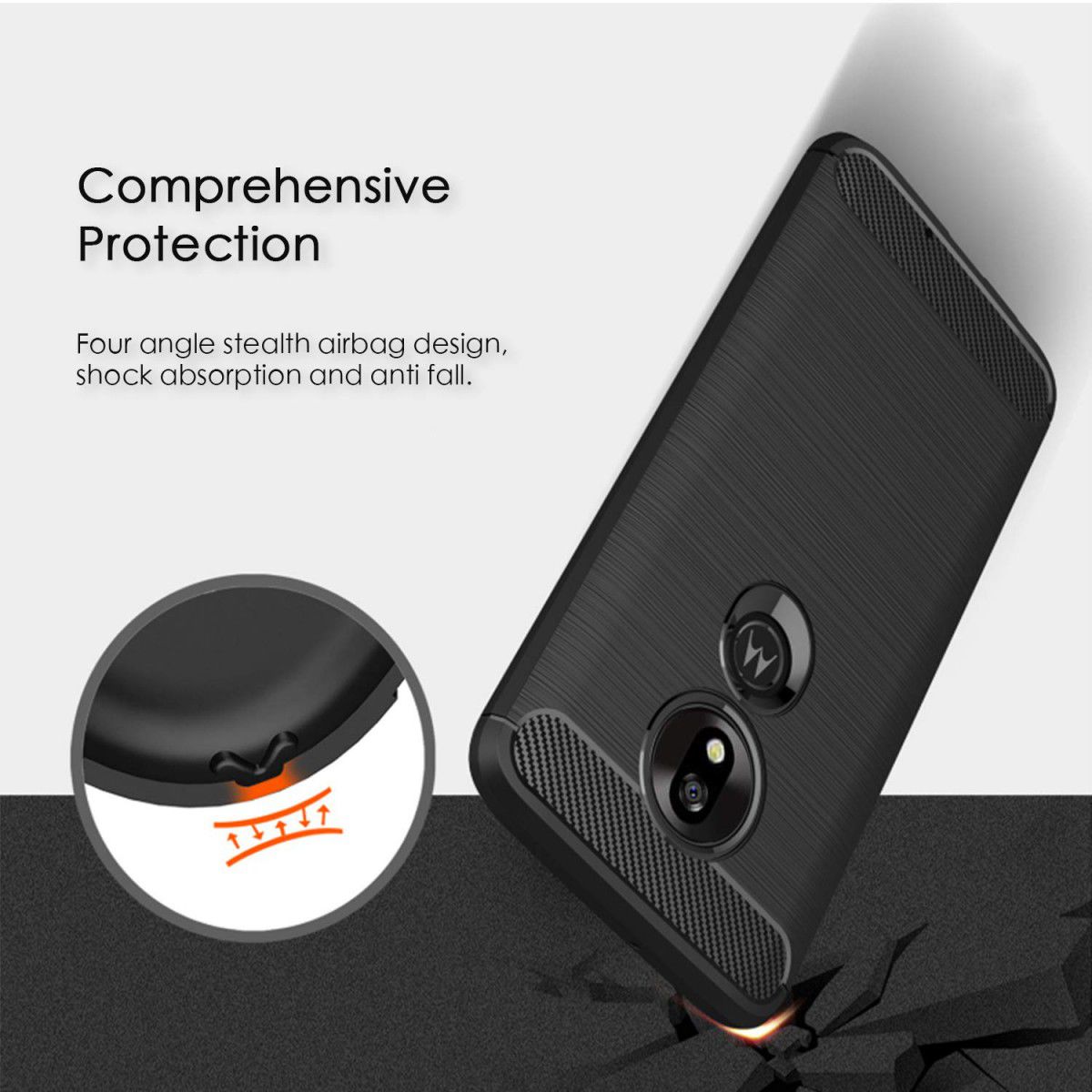 Motorola Moto G7 Power Geborsteld TPU Hoesje Zwart afbeelding 4