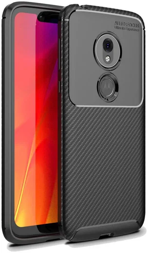 Motorola Moto G7 Play Siliconen Carbon Hoesje Zwart afbeelding 1