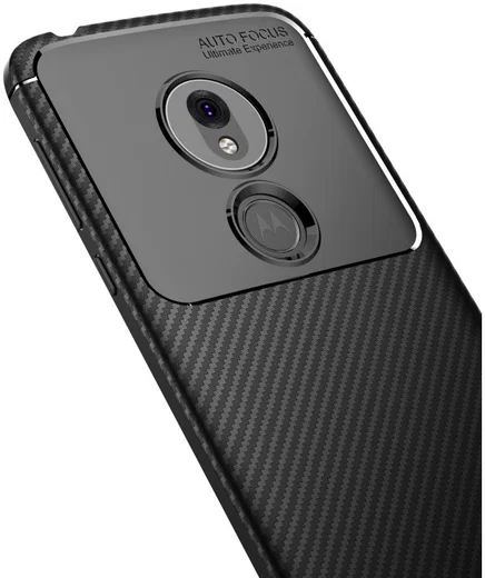 Motorola Moto G7 Play Siliconen Carbon Hoesje Zwart afbeelding 2