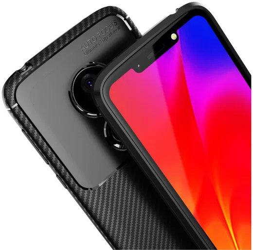 Motorola Moto G7 Play Siliconen Carbon Hoesje Zwart afbeelding 6