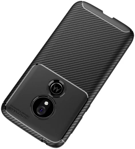 Motorola Moto G7 Play Siliconen Carbon Hoesje Zwart afbeelding 7