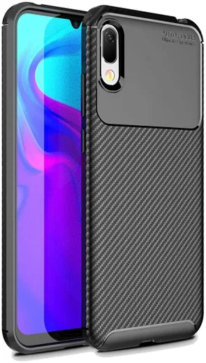 Huawei Y6s / Y6 (2019) Hoesje Siliconen Carbon Zwart afbeelding 1