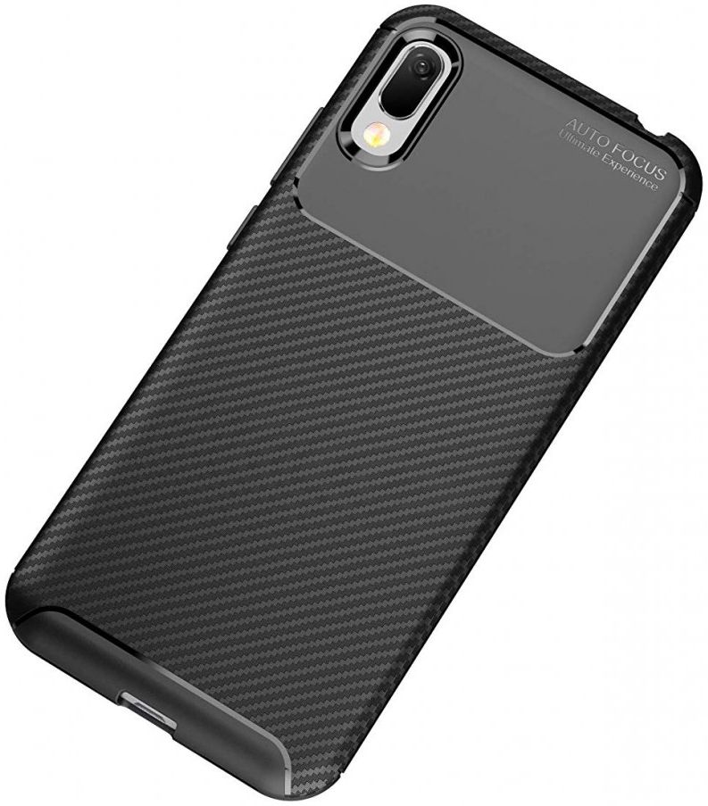 Huawei Y6s / Y6 (2019) Hoesje Siliconen Carbon Zwart afbeelding 2