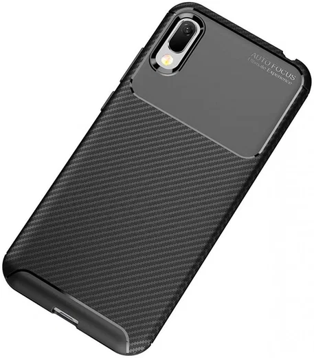 Huawei Y6s / Y6 (2019) Hoesje Siliconen Carbon Zwart afbeelding 2