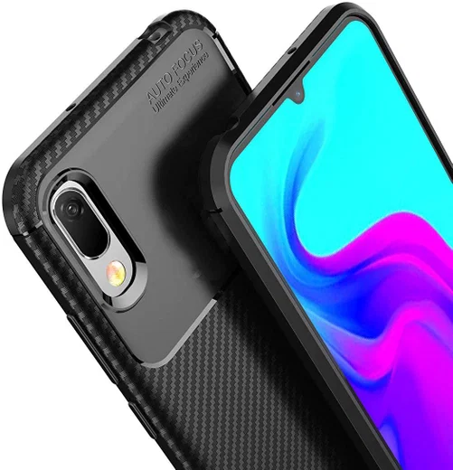 Huawei Y6s / Y6 (2019) Hoesje Siliconen Carbon Zwart afbeelding 5