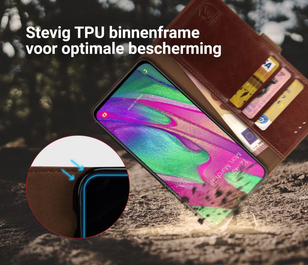 Rosso Element Samsung Galaxy A40 Hoesje Book Cover Bruin afbeelding 6