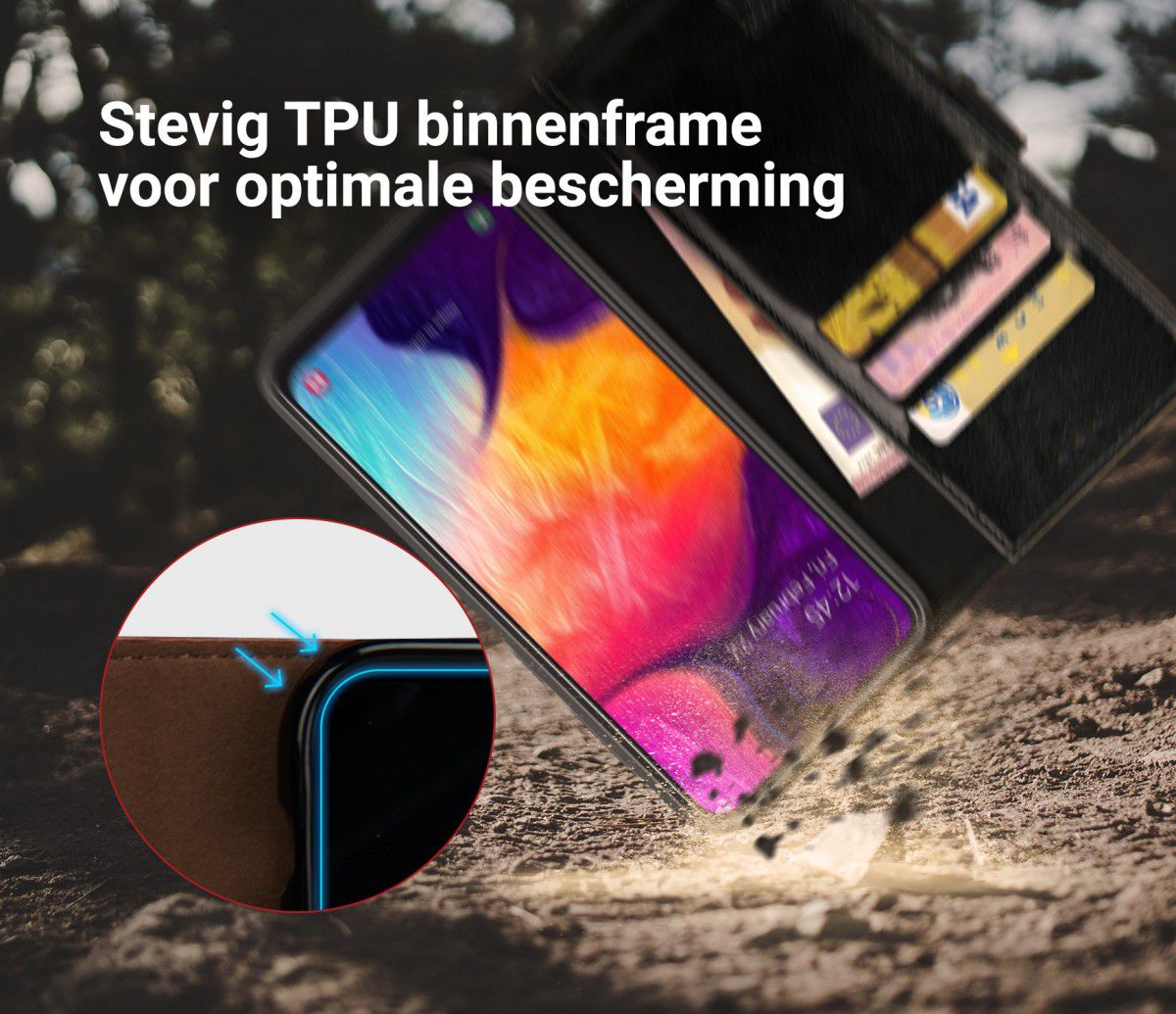 Rosso Element Samsung Galaxy A50 Hoesje Book Cover Zwart afbeelding 6
