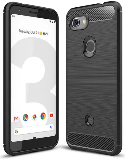 Google Pixel 3A Geborsteld TPU Hoesje Zwart afbeelding 1