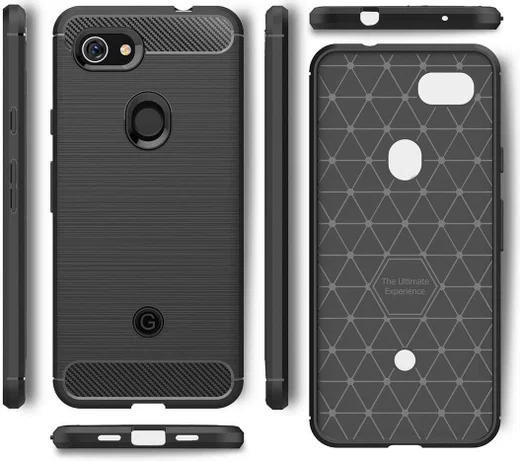 Google Pixel 3A Geborsteld TPU Hoesje Zwart afbeelding 7