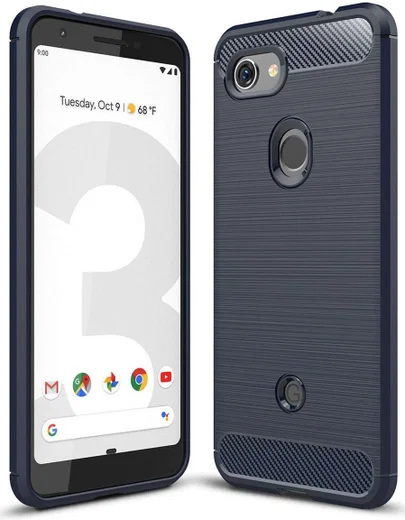 Google Pixel 3A Geborsteld TPU Hoesje Blauw afbeelding 1