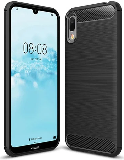 Huawei Y6s / Y6 (2019) Hoesje Geborsteld TPU Zwart afbeelding 1