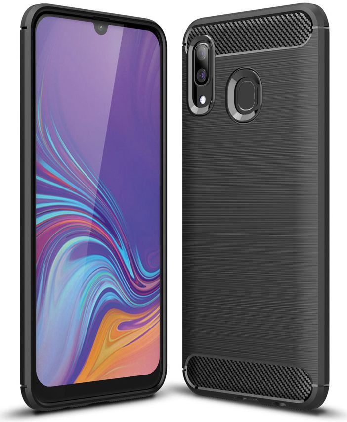 Samsung Galaxy A40 Geborsteld TPU Hoesje Zwart afbeelding 1