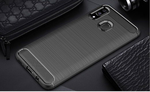 Samsung Galaxy A40 Geborsteld TPU Hoesje Zwart afbeelding 2